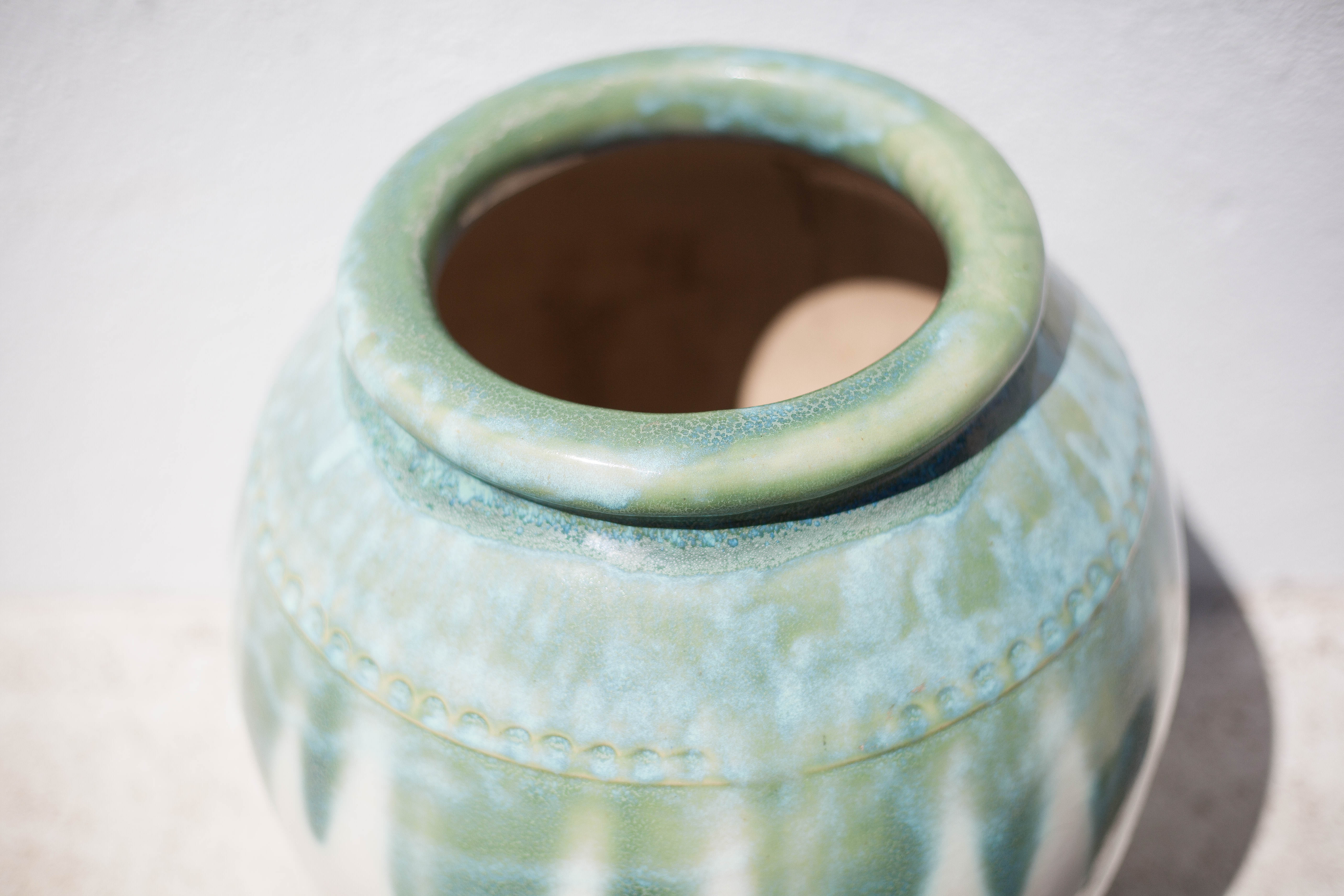 Ceramic pot, jar, glazed planter, vintage pot cover, decoration