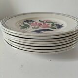 Set of 8 Saint Amand plates with stylized flower decoration 4122
