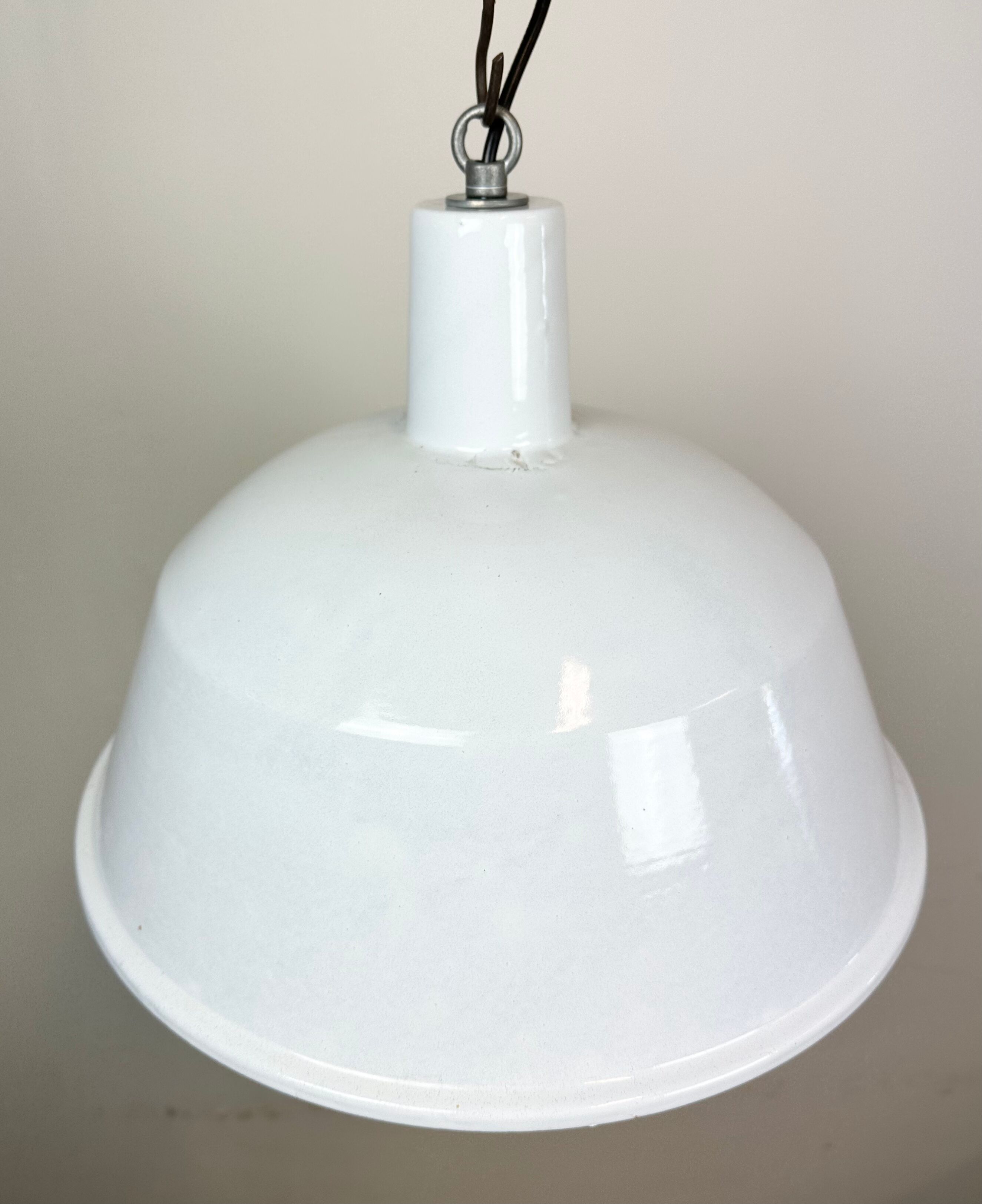 Industrial White Enamel Pendant Lamp from EMAX, 1960s