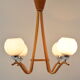 Mid-Century wood chandelier /dřevo Humpolec, 1970's.
