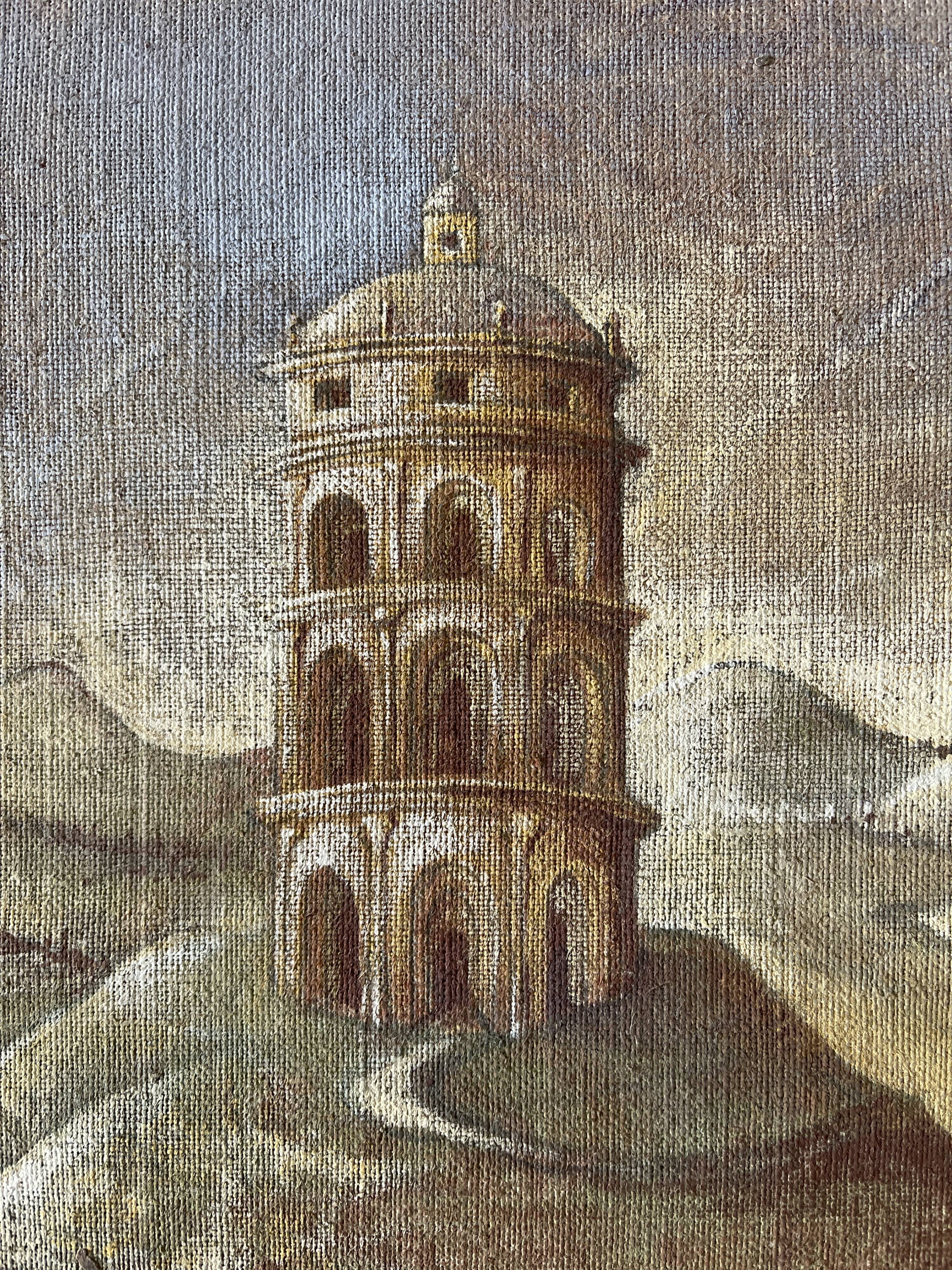 Oil on canvas landscape a l'antique signed gouny et marange