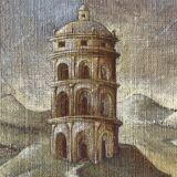 Oil on canvas landscape a l'antique signed gouny et marange