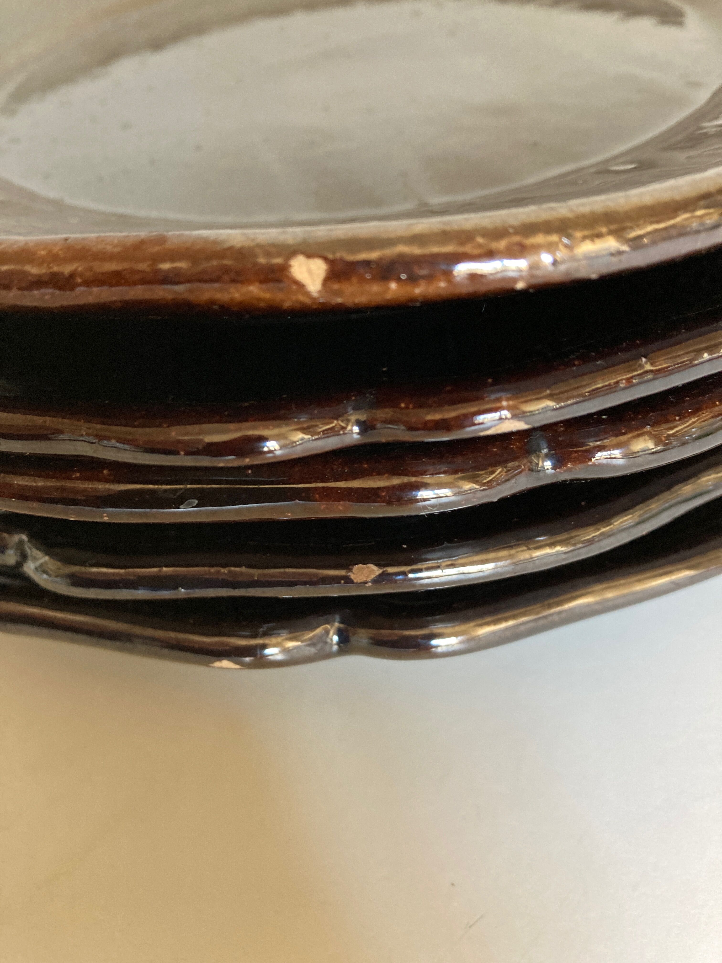 Set of 5 plates with godrons in glazed earth from Biot 1970