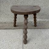 Turned wood tripod stool