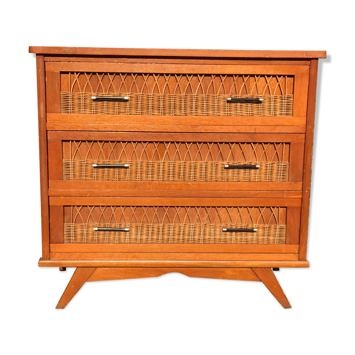 Vintage rattan chest of drawers