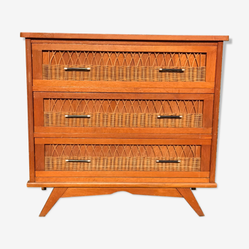 Vintage rattan chest of drawers