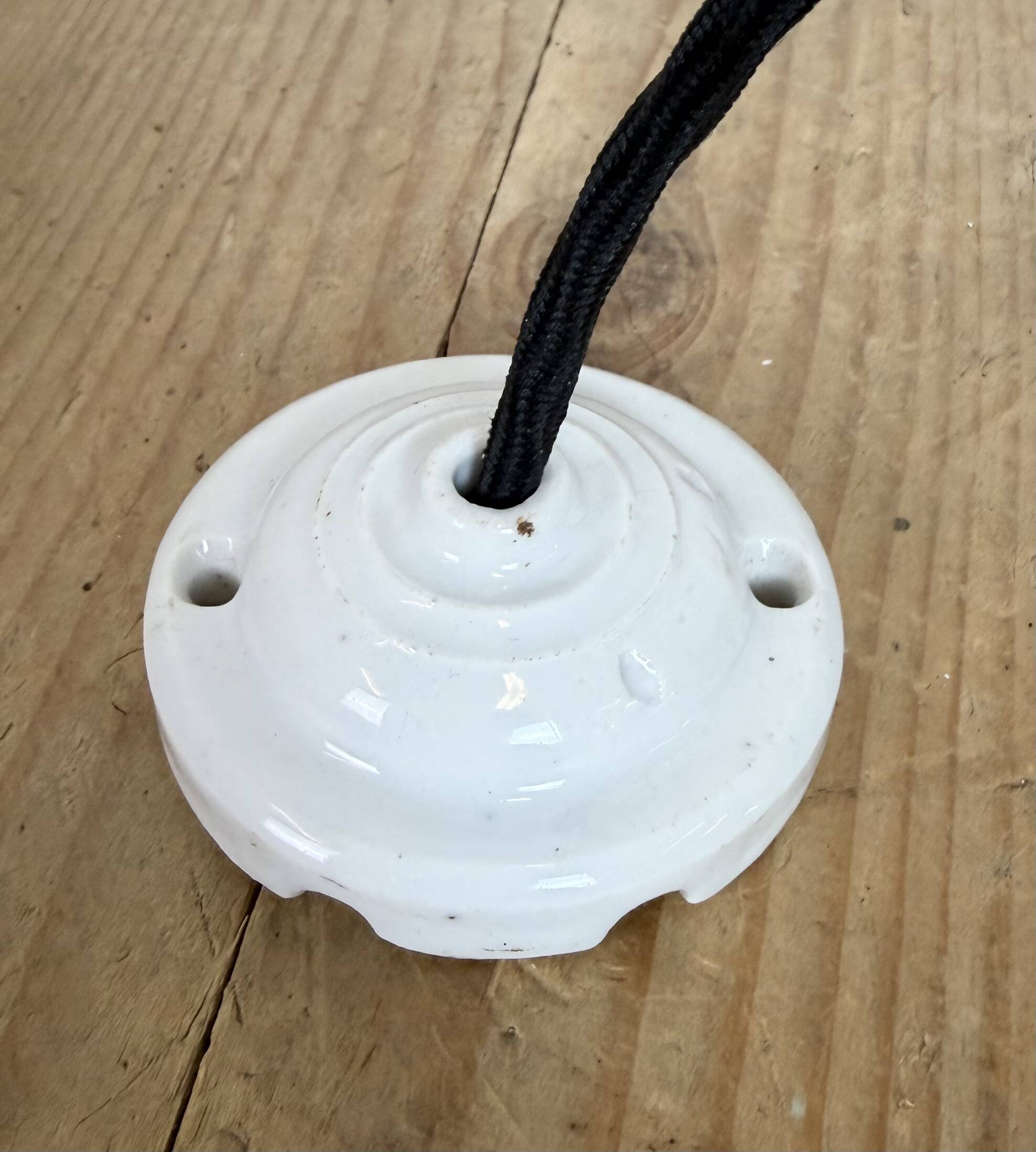 Industrial Blue Enamel Ceiling Light, 1950s