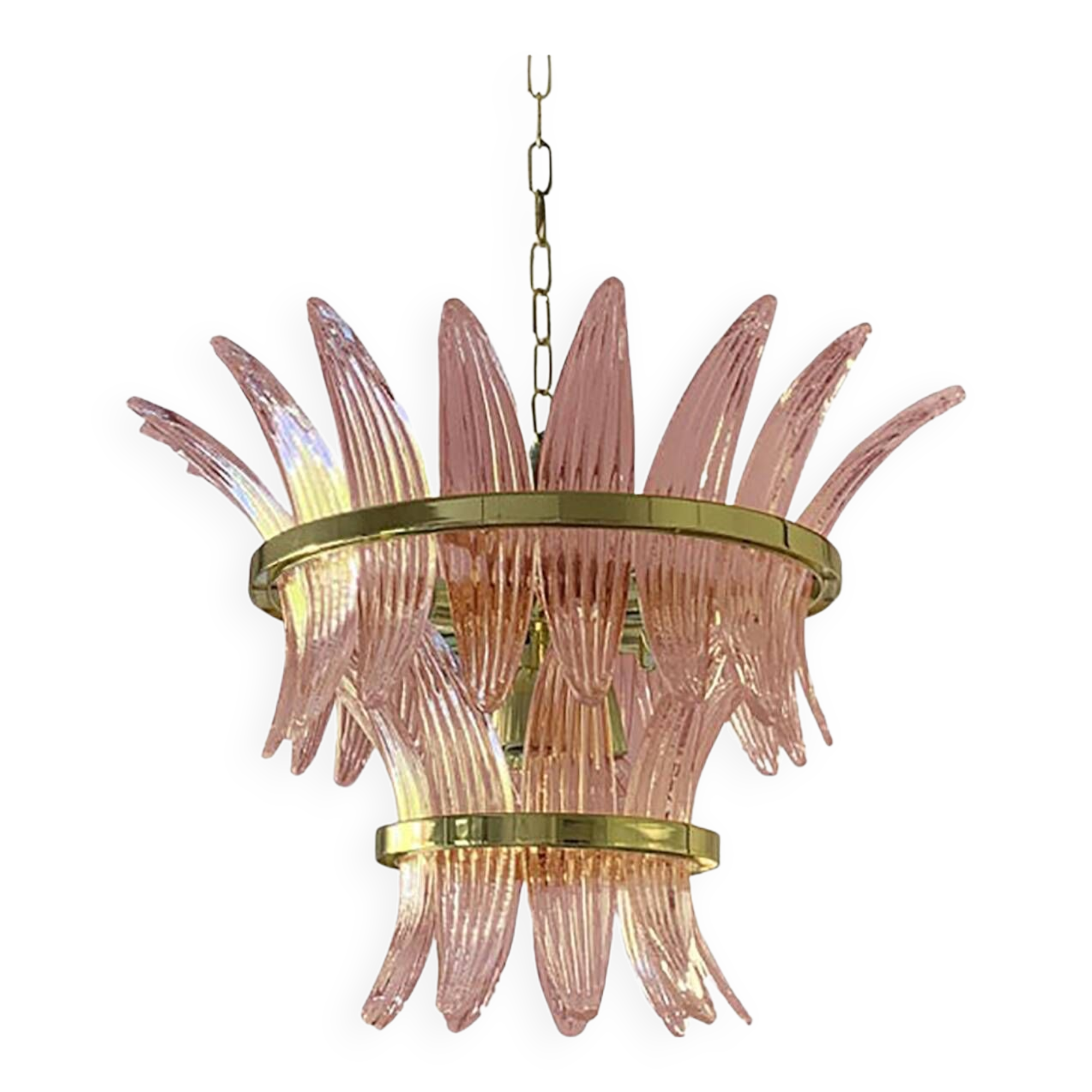 Contemporary Pink “Palmette” Murano Glass Chandelier