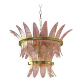 Contemporary Pink “Palmette” Murano Glass Chandelier