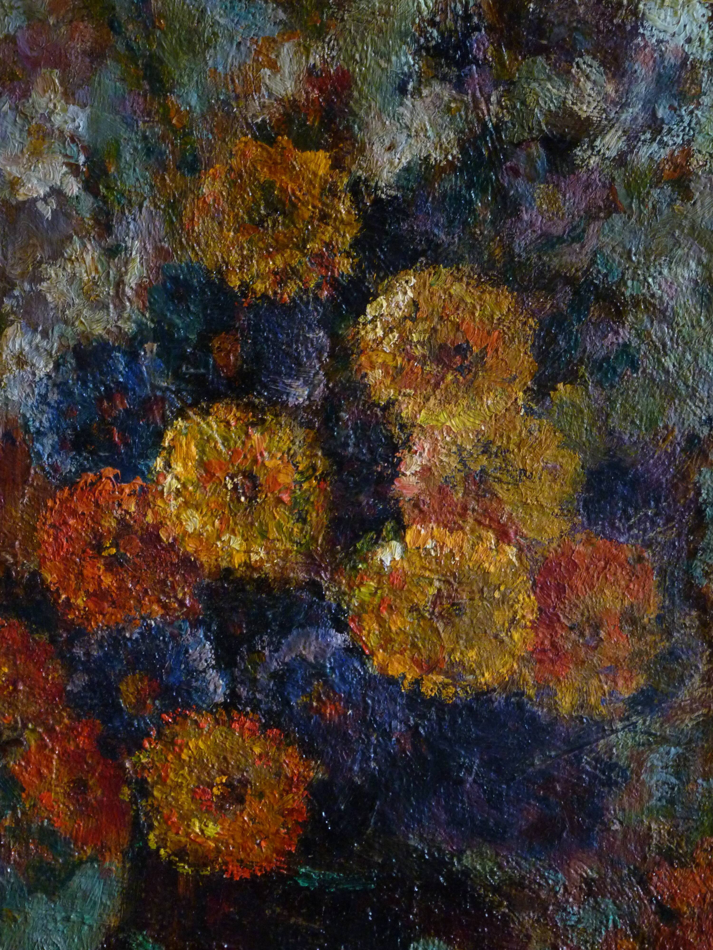 Tableau, bouquet de fleurs, huile sur toile