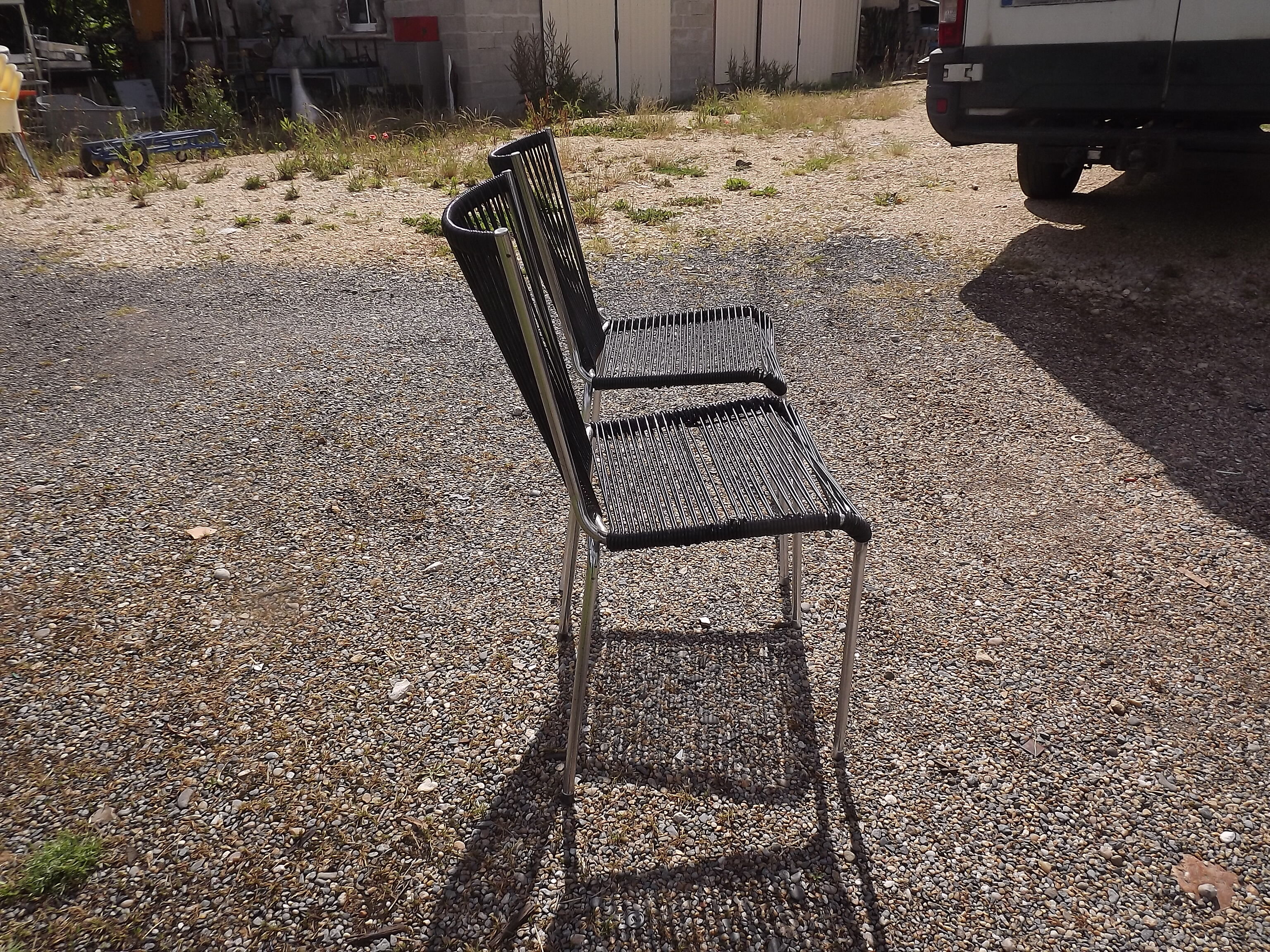Pair of chairs scoubidou of the years 60