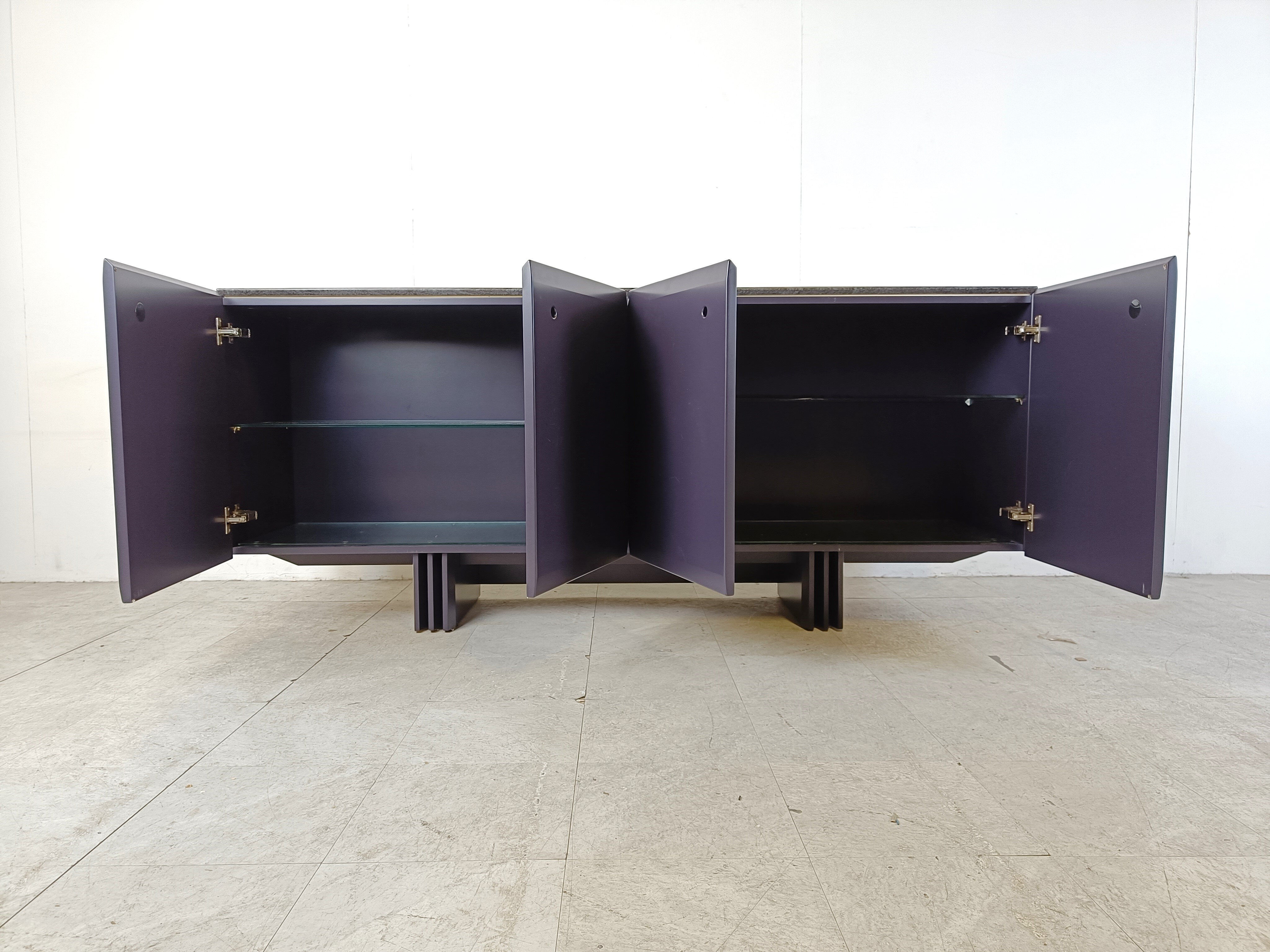 Vintage dark blue sideboard, 1980s