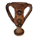 Trophy vase decorated with shells - vintage seaside crafts