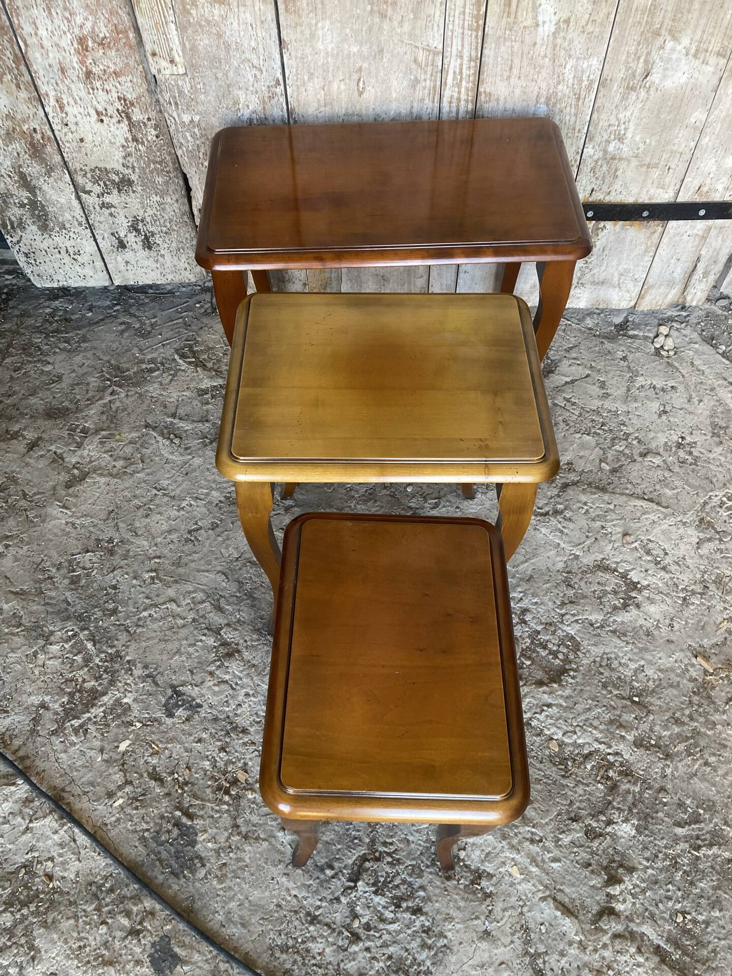 Set of 3 vintage louis xv style nesting tables