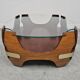 Mid-century coffee table in curved plywood with a glass top, 1940s.