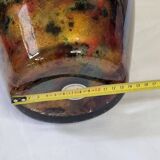 Signed églomisé glass vase, unique piece, France, circa 1980, 46 cm