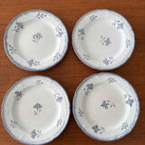Set of 4 hand-painted dessert plates from Niderviller – Earthenware v
