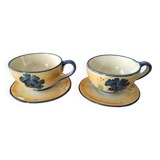 2 hand painted cups and saucers
