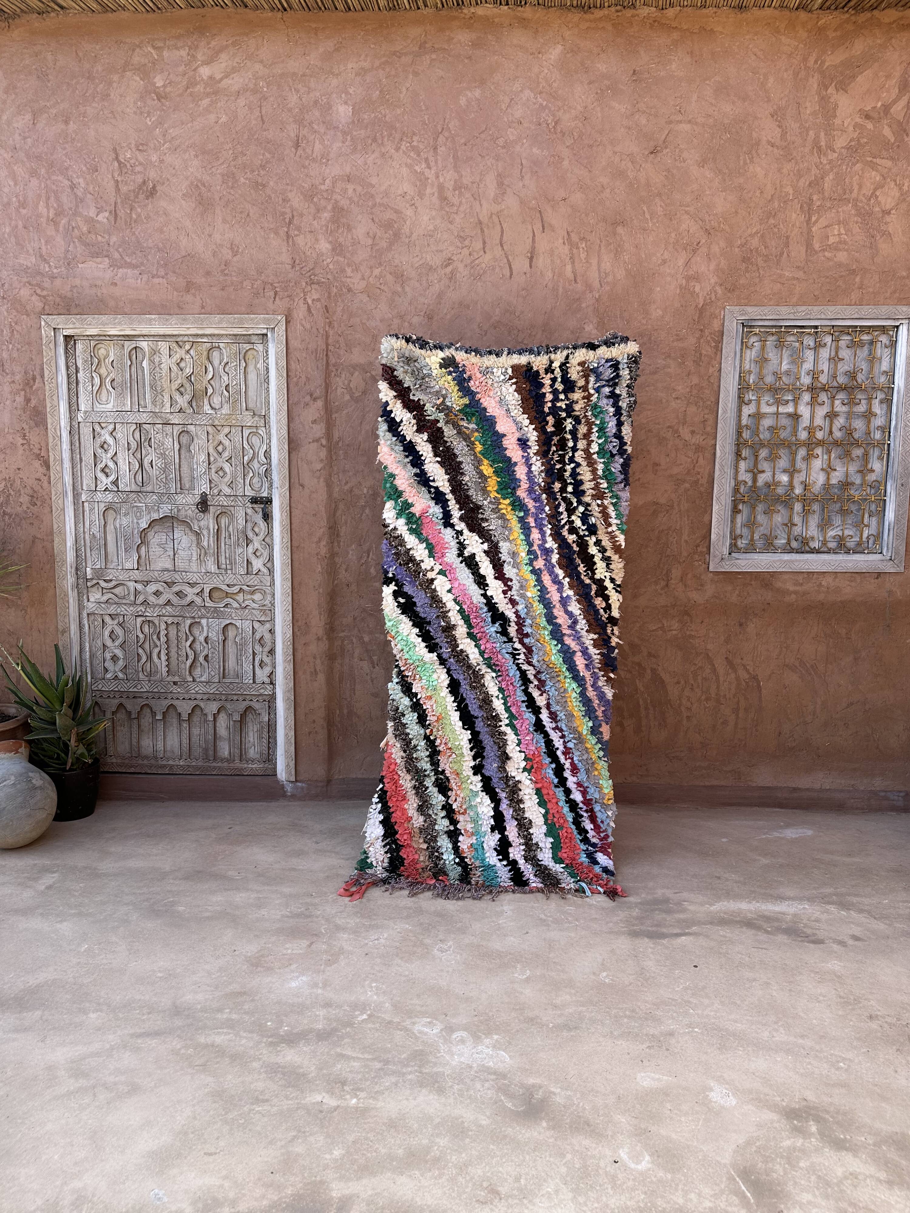 Colorful Boucherouite Moroccan rug - 89 x 202 cm