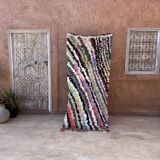 Colorful Boucherouite Moroccan rug - 89 x 202 cm