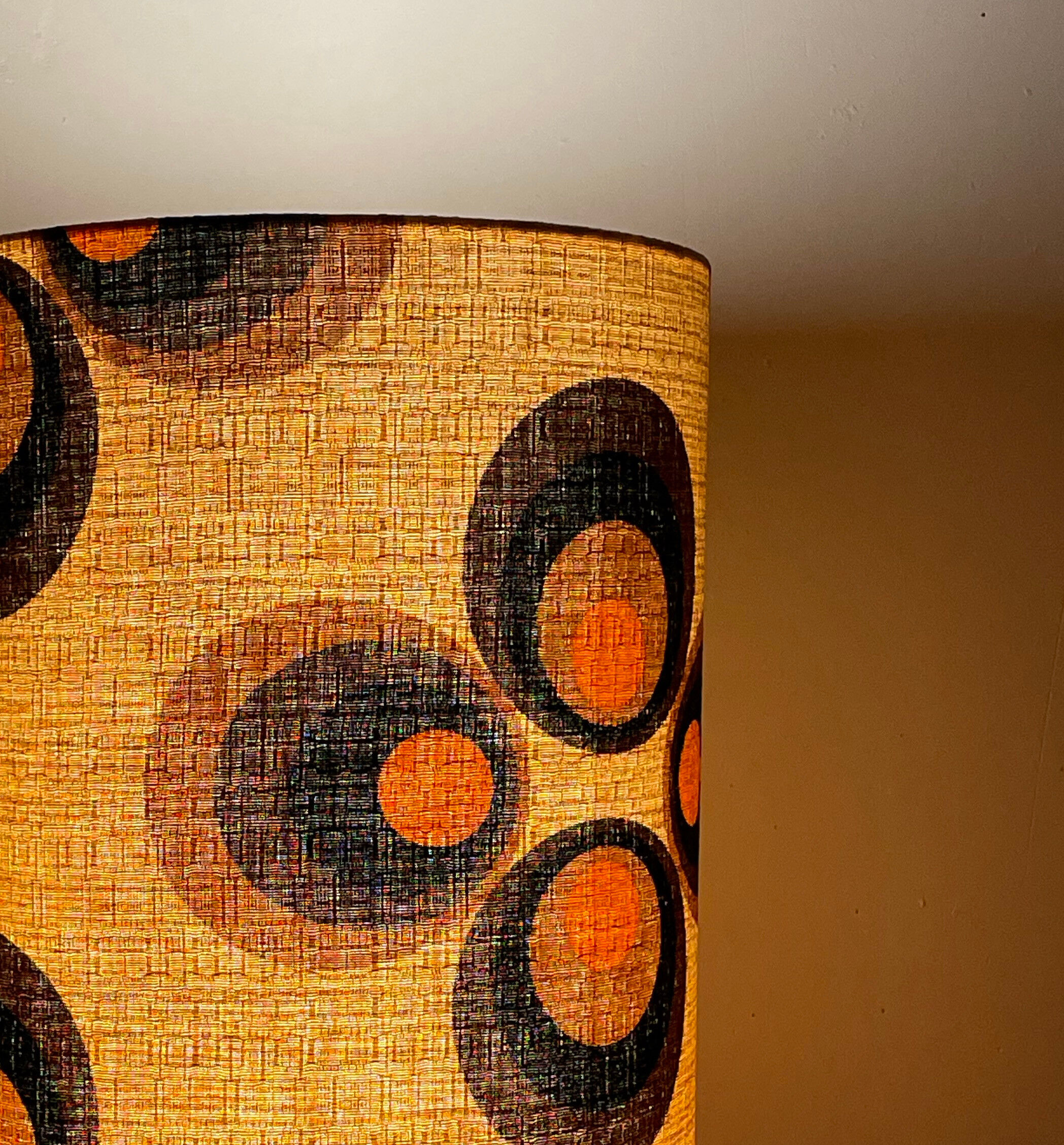 Apollo Brown Clover Lampshade H75 D30 - fabric 70s