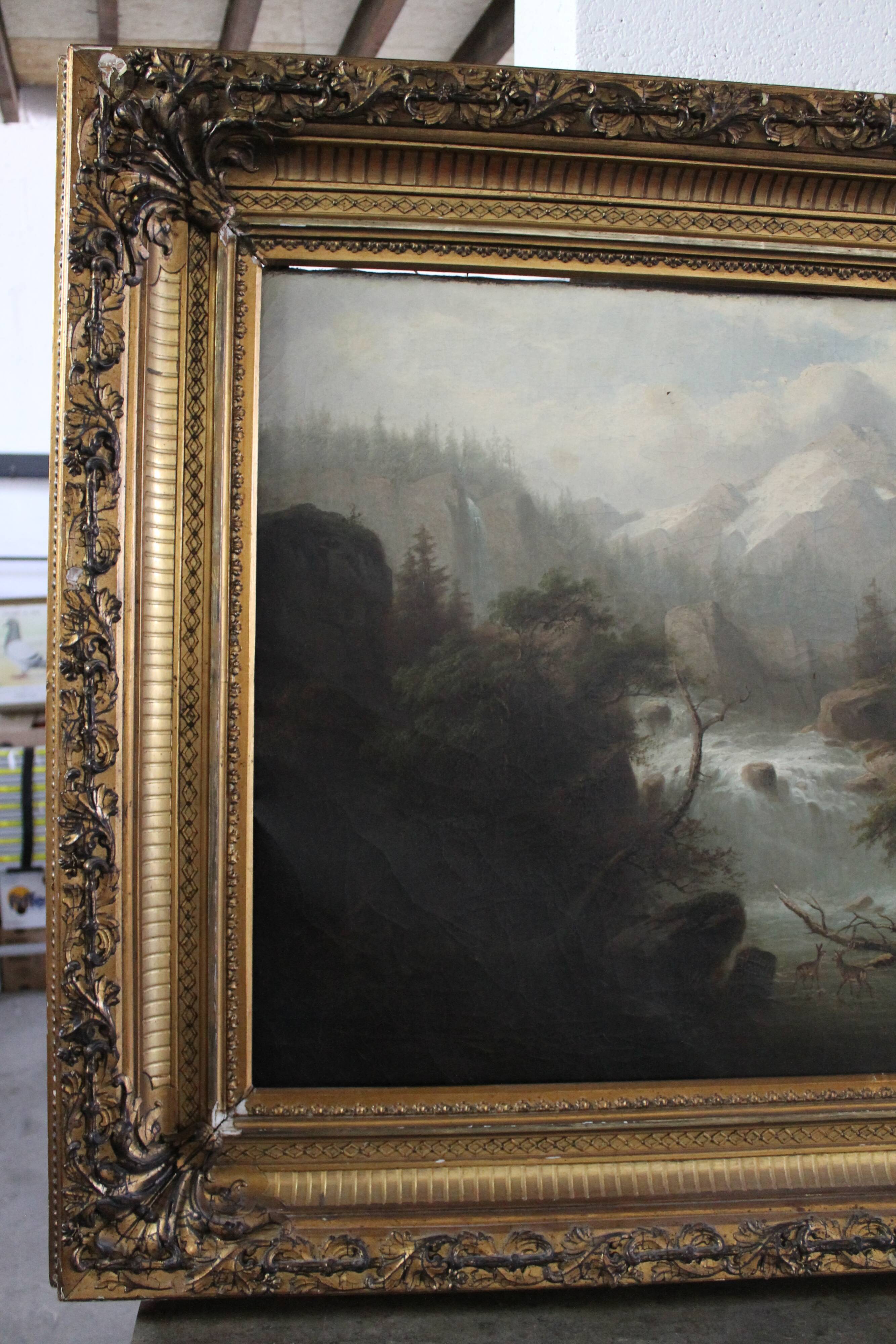 Huile sur toile du milieu du 19e siècle
