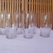 6 large old orangeade glasses - engraved crystal base, typical of the 1930s