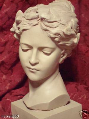 Art Nouveau women's bust, light beige terracotta patina
