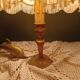 Vintage brass granny lamp | Ecru silk pagoda shade, 1950s/60s