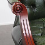 Green Cowhide Leather Chesterfield Office Chair on Wheels