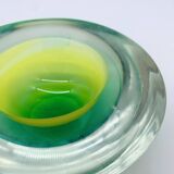 Cendrier flavio poli, murano, vert/jaune, seguso, 1970
