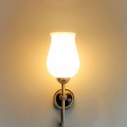 Paire d'appliques opaline et laiton 1950