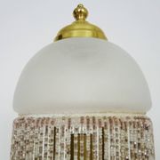Table lamp, bedside lamp with pearls, speckled white globe in glass paste. 80s