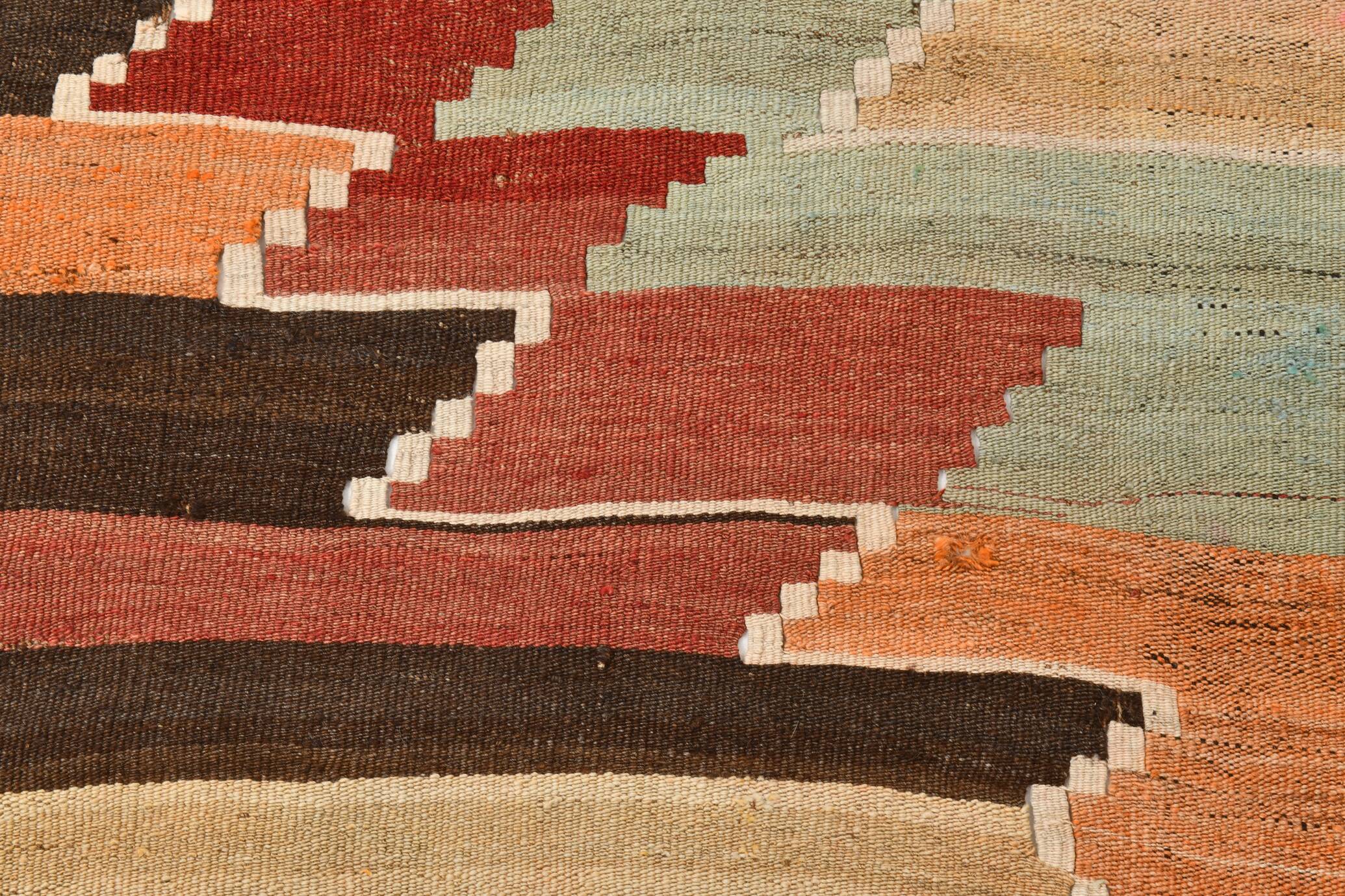 Tribal Pattern Vintage Kilim Runner Rug, 80x347Cm