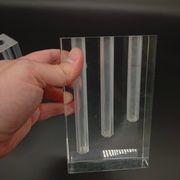 Duo Vase Bloc Résine Lucite Triple Cheminée Plexiglas Design Postmoderne