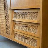 Vintage wicker high sideboard