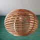 Portuguese mid century modern beige bamboo hanging lamp 1960s
