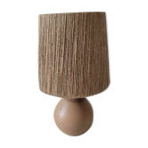 Lampe en grès vintage abat jour corde jute