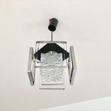 Glass and chrome hanging lamp 1970