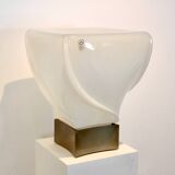 Leucos table lamp, handmade, limited edition in white opalescent glass