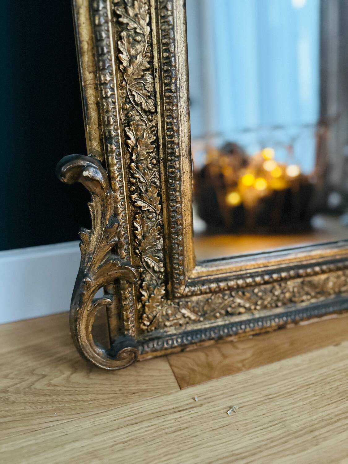 Golden wooden mirror