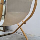 Vintage bamboo deck chair armchair 1950s Italy
