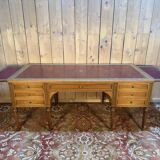 Bureau plat double de style Louis XVI en acajou à 8 pieds