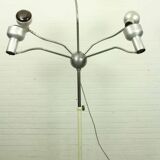 Chrome mid century modern adjustable five-arm lamp on wheel base