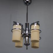 Restored Bauhaus/Art Deco chrome & glass chandelier, Czechoslovakia, 1930s