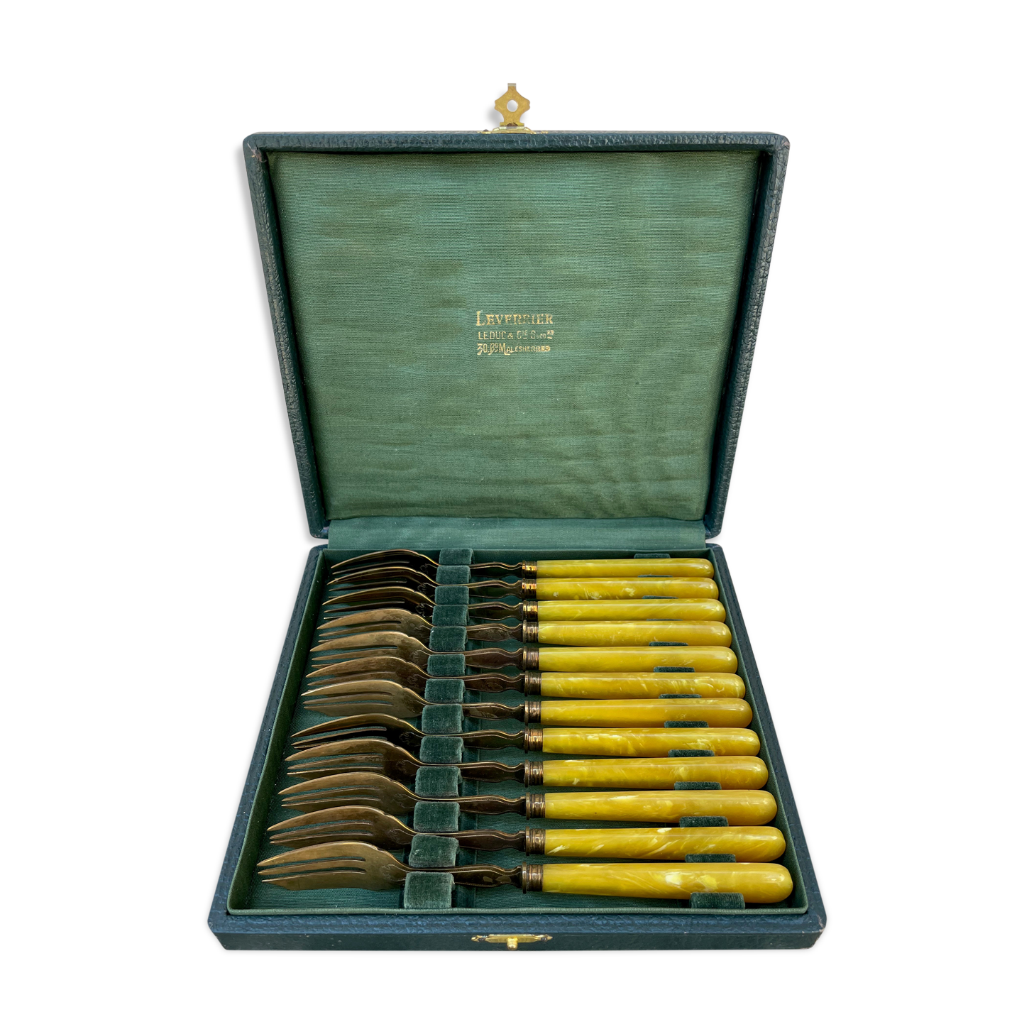 Set of 12 old dessert forks Leverrier Leduc & Cie