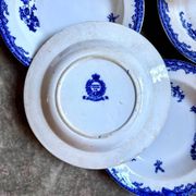 6 assiettes creuses Staffordshire en terre de fer bleue