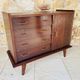 Large vintage chest of drawers with four drawers and one door in oak, circa 1960s