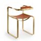Armchair, Aged Brass Steel and Natural Tobacco Saddle Leather, Contemporary Style