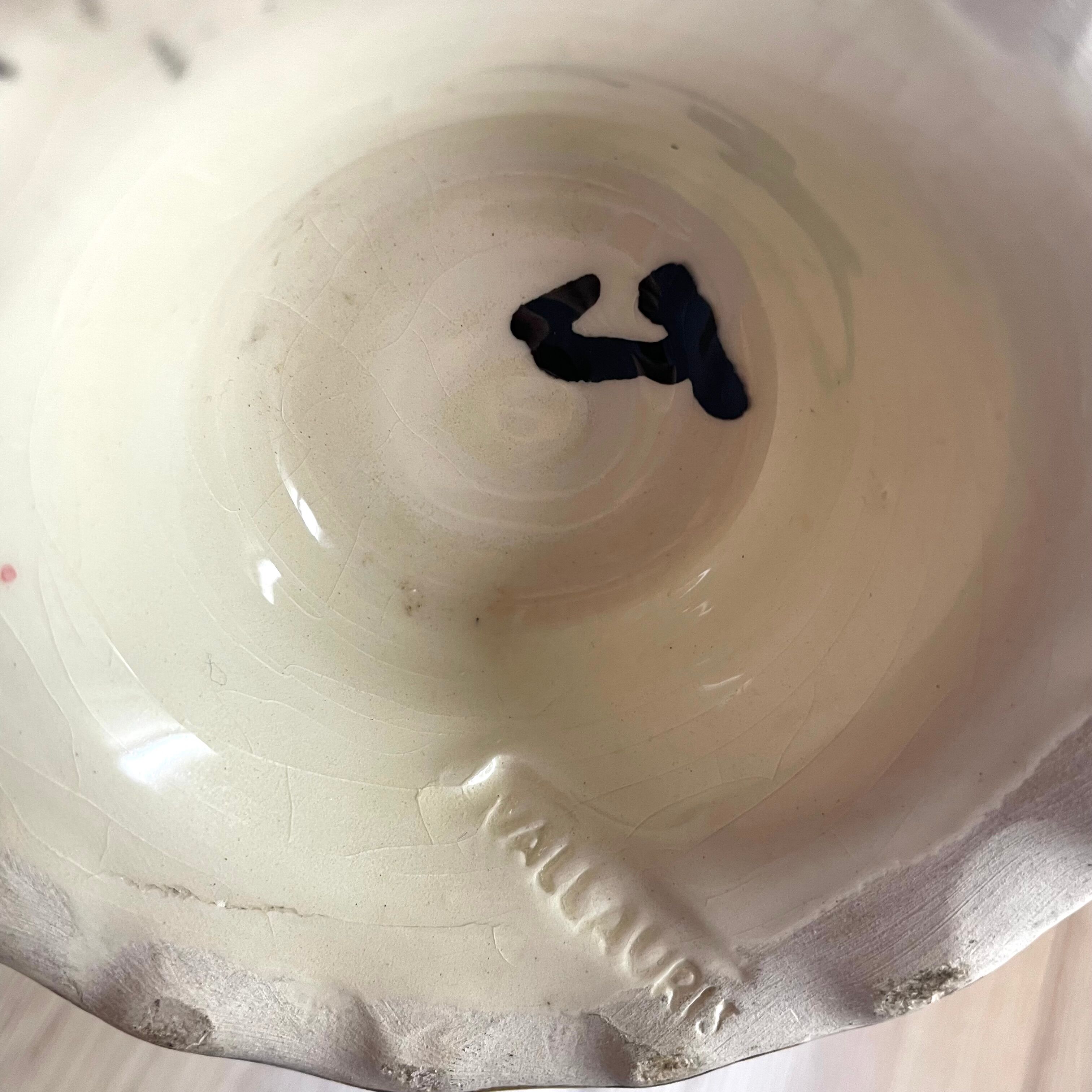 Vallauris vase with handle and gold leaf